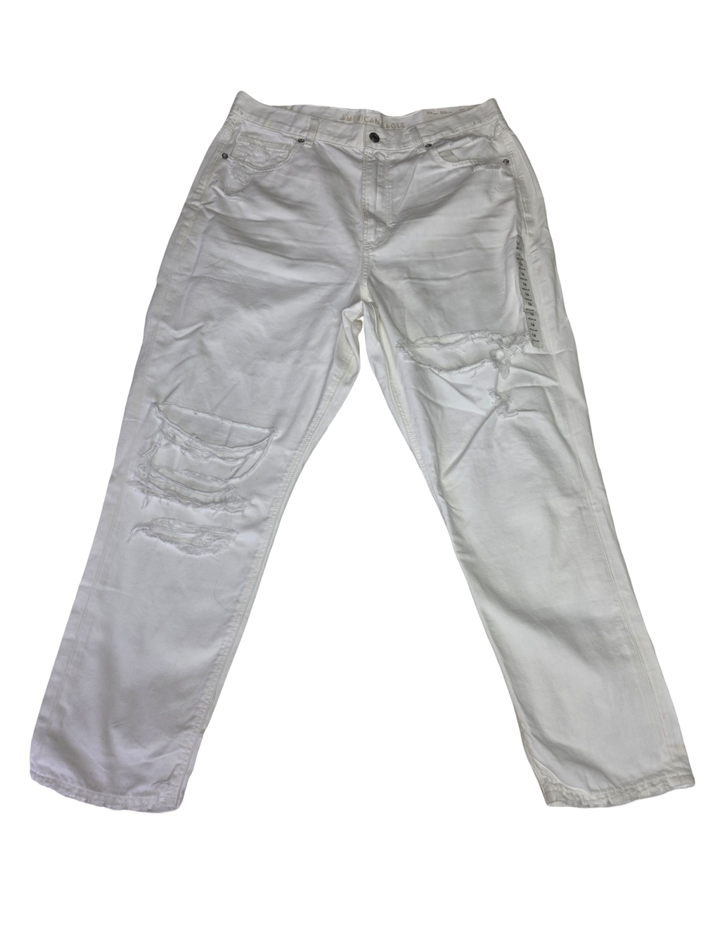 American Eagle Outfitters White Ripped High-Rise Mom Jeans
